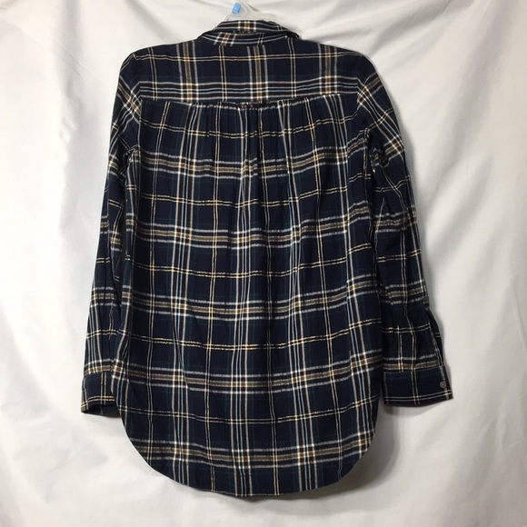 Loft Women’s Softened Navy Plaid Button-Down Shirt Size XS Like-NEW Condition - Picture 5 of 6